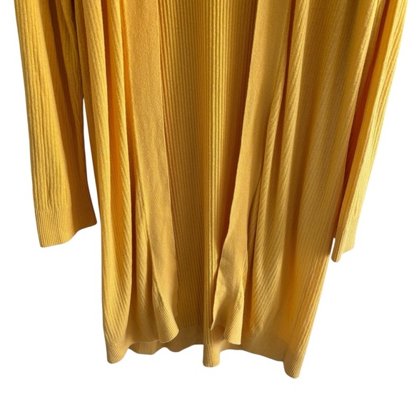 Loft Long Ribbed Knit Yellow Duster Cardigan Casual Boho Stretch Layering XXL - Picture 3 of 16